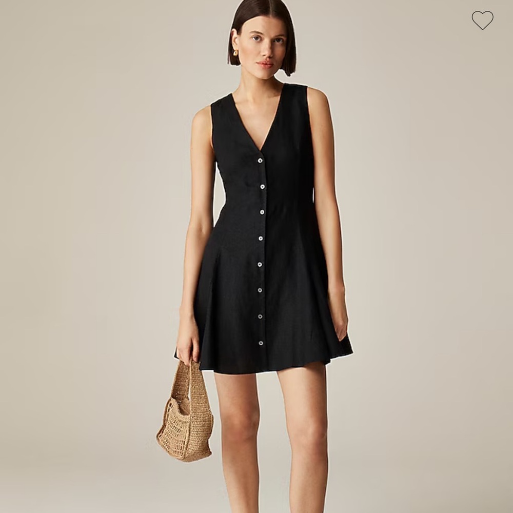 J Crew Black linen Sleeveless Dress size 8